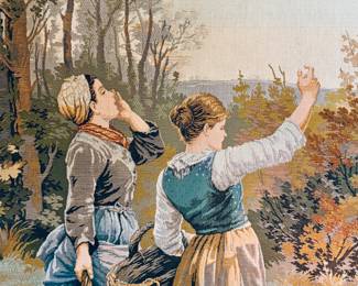 Bobyrug’s Very Pretty Vintage Aubusson Style French Halluin Jaquar Tapestry
