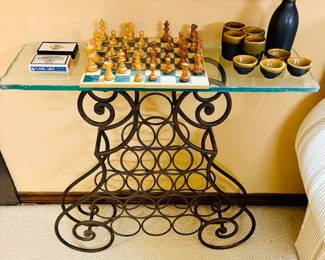Wine Bottle Holder With Glass Table Top