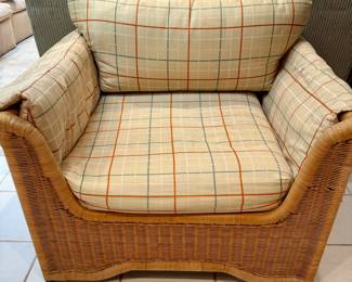 Mid Century Wicker Chair and Ottoman