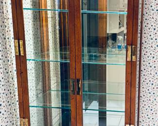 Henredon Scene One Campaign Curio Cabinet Bookcase Display Hutch China Cabinet