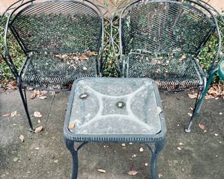 Wrought Iron Patio Chairs and Iron Table.
