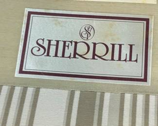 Sherrill Furniture Pinstripped Living Room Chairs and Ottoman