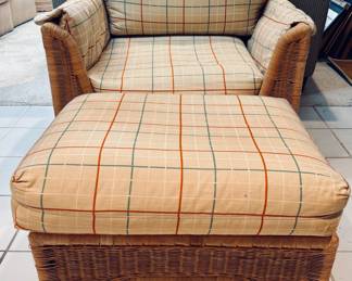 Mid Century Wicker Chair and Ottoman