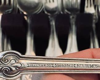 Rare Tiffany 1905 "Shell and Thread" Sterling Silver Flatware Set in Box.