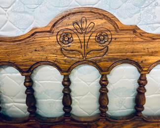Vintage Wood Queen Headboard and Frame.