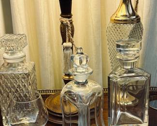 MCM HOLMEGAARD JACOB BANG KLUK CLUCK HAND BLOWN DECANTER W/ CROWN STOPPER. Mid Century Cut Glass Decanter.