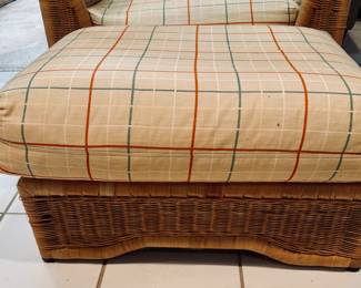 Mid Century Wicker Chair and Ottoman