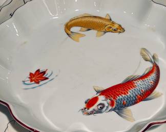 Vintage Koi Fish Hand Painted Plate