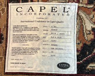 9ft. x 12ft. Capel Large Kashin Area Rug. 100% Wool Pile. Made in India. Top Condition.