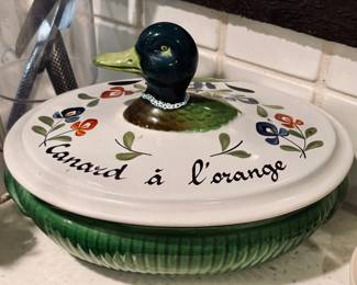 Vintage Porcelain d'Auteuil Oval Duck Head Casserole -
