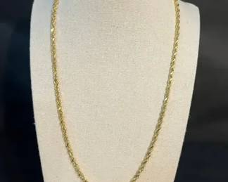 005 Stunning Gold Rope Chain Necklace 14K - 28.6g, 11"