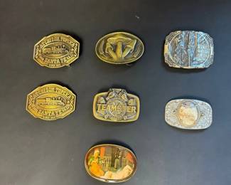 Vintage Belt Buckle Lot Santa Fe Railroad, Teamster, Western, Collectible Cowboy Buckles