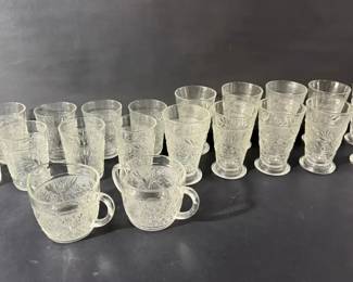 Vintage Depression Glass Drinkware Collection 20 Pieces  Floral Pattern