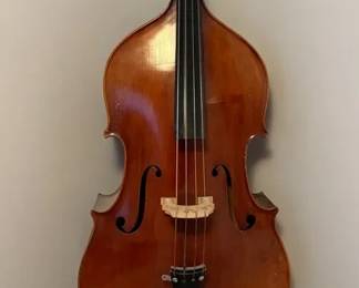 Wooden Upright Bass with Bow and Accessories