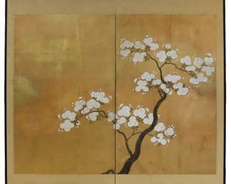 ExBonhams 18th C Japanese Cherry Blossom Screen