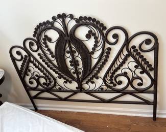 $200 1970s wicker queen headboard; 60 inches wide. 47.5” high.