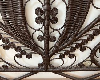 $200 1970s wicker queen headboard; 60 inches wide. 47.5” high.