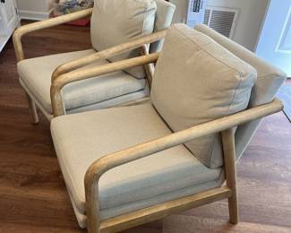 $350 Pair of like new Tufeld Wood Armchairs from Threshold Target brand- 32.5 Inches (H) x 21.75 Inches (W) x 30 Inches (D)