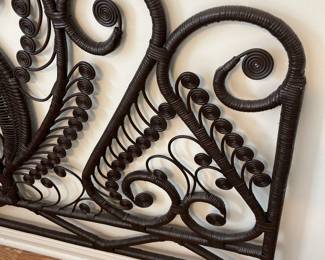 $200 1970s wicker queen headboard; 60 inches wide. 47.5” high.