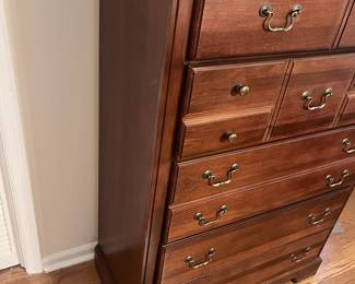 $150 Vaughan-Bassett solid wood dresser; 54 1/4 inches high by 38 1/4 inches wide by 18 1/2 inches deep