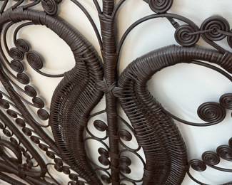 $200 1970s wicker queen headboard; 60 inches wide. 47.5” high.