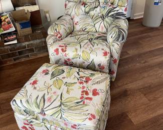 $350 Haverty's swivel rocker recliner and rocker ottoman- LIKE NEW- The chair measures approximately 34 inches deep by 24 inches wide by 36 inches high and the ottoman measures approximately 24 inches wide by 20 inches deep by 16 inches high 