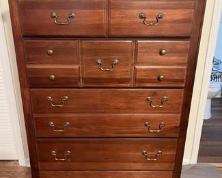 $150 Vaughan-Bassett solid wood dresser; 54 1/4 inches high by 38 1/4 inches wide by 18 1/2 inches deep