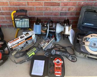 Power Tools Delta ShopMaster 8 Grinder, Black  Decker Circular Saw, Jigsaw, Laser Level, Work