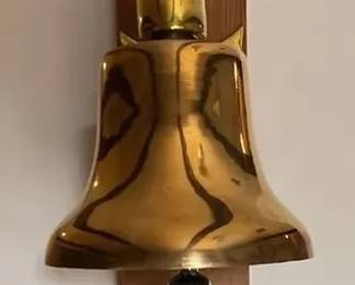 Large Brass WallMounted Ships Bell with Chain Pull