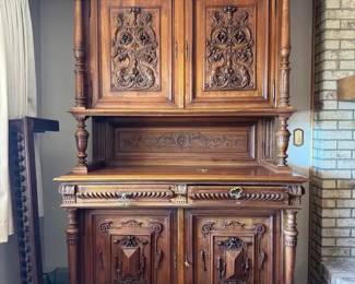 Antique Renaissance Revival HandCarved Cabinet  19th Century, 8ft x 5ft x 2ft