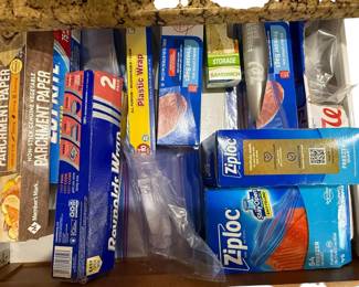 Lot Of Saran Wrap, Aluminum Foil, Sandwich Bags, And Parchment Paper 