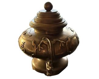 Vintage Brass DragonInspired Decorative Urn