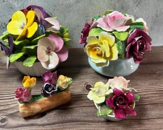 Lot Of 4 Bone China Flower Bouquets 
