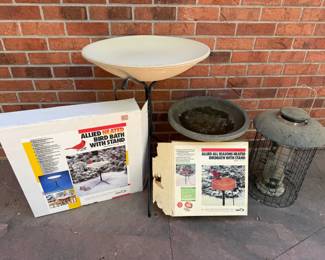 Set of Bird Baths and Large Outdoor Bird Feeder