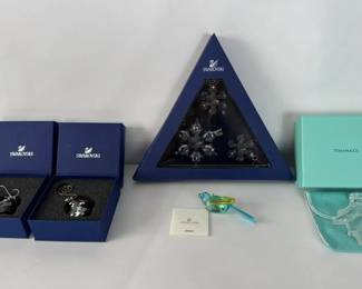 Beautiful Swarovski Tiffany Crystal Ornaments, 7 Pieces with Boxes Included