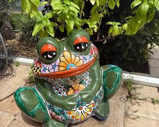 Talavera Frog Planter With Plant 