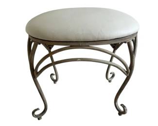 White Fabric And Metal Bathroom Stool