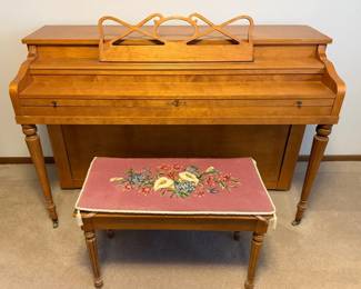 Cable Console Piano with Matching Bench and Piano Books