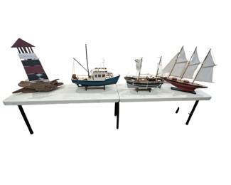 Nautical Model Ship Collection with Lighthouse Accent