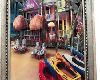 Framed Tropical Resort Artwork