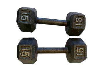Pair of 15 lb Hex Dumbbells