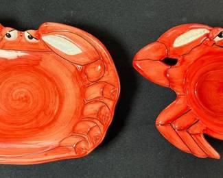 Le Gourmet Chef Lot Of 2 Seafood Serving Dishes, Lobster Plate And Crab Butter Dish 
