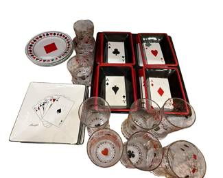 Aces Party Tray Playing Cards Theme With Matching Glasses 