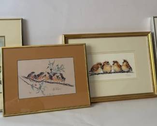 Framed Bird Art Prints Signed Limited Editions by Jean Haefele  V. Peifer