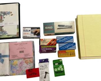 Lot Of Vintage Office Supplies And Stationary Vintage Stapler With Staples, Notepads , Stationary 