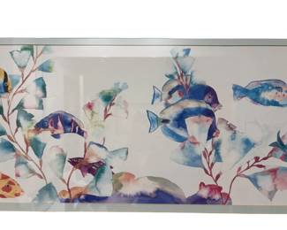 Framed Watercolor Print Of Tropical Fish Coral