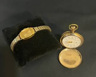 18K Gold Womens Bracelet Watch  Vintage Gold Pocket Watch