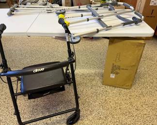 Set of Mobility Aids Walker  Crutches