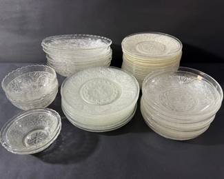 50Piece Depression Glass Collection  Beautiful Floral Pattern