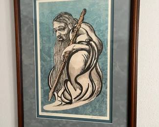 Signed Limited Edition Print Prophet  3 50 by Inuit Artist Framed